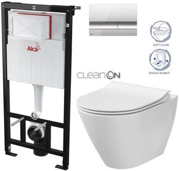 ALCADRAIN Sádromodul předstěnový instalační systém s chromovým tlačítkem M1721 + WC CERSANIT CLEANON CITY AM101/1120 M1721 CI1