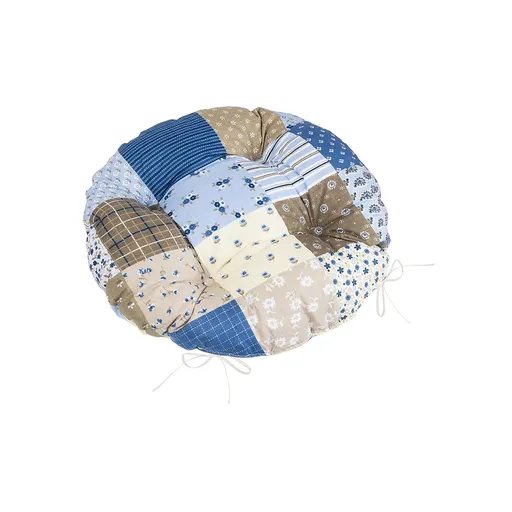 Bellatex Sedák Adéla prošívaný kulatý Patchwork modrá 40 x 40 cm