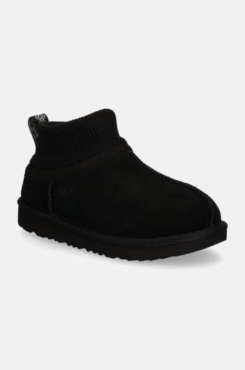 Dětské semišové sněhule UGG KIDS' CLASSIC ULTRA STRETCH CUFF černá barva, 1157702K