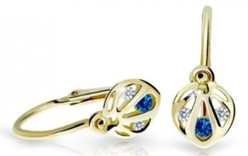Cutie Jewellery Slušivé dětské náušnice ze žlutého zlata C2265-10-X-1 modrá