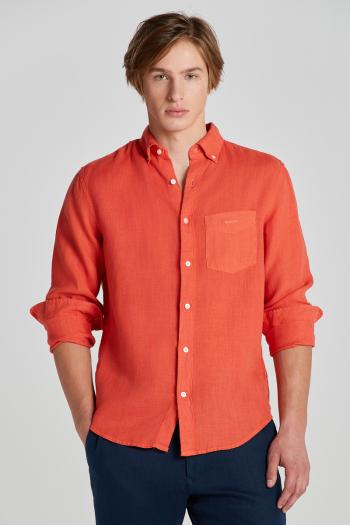 KOŠILE GANT REG GMNT DYED LINEN SHIRT BURNT ORANGE