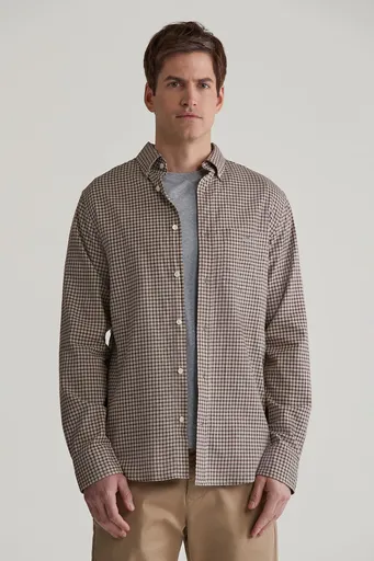 KOŠILE GANT REG MICROCHECK FLANNEL SHIRT DARK KHAKI