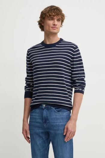 Svetr z vlněné směsi Pepe Jeans NEW ANDRE STRIPES pánský, tmavomodrá barva, lehký, PM702479