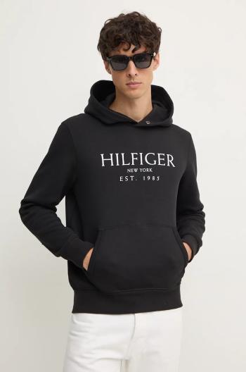 Mikina Tommy Hilfiger pánská, černá barva, s kapucí, s potiskem, MW0MW35523