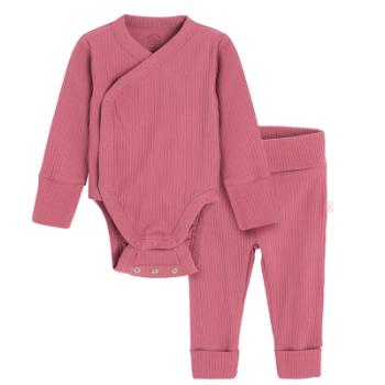 Zavinovací body s dlouhým rukávem a polodupačky- růžové - 44_50 PINK