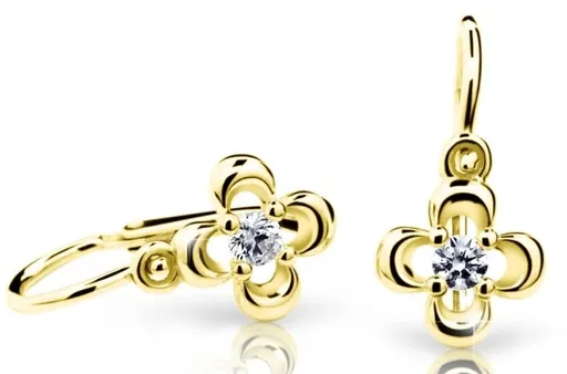 Cutie Diamonds Zlaté dětské náušnice Čtyřlístky s brilianty DC2013-10-00-X-1