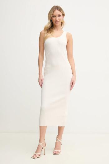 Šaty Armani Exchange béžová farba, midi, priliehavé, XW000576 AF12740