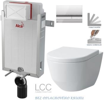 ALCADRAIN Renovmodul předstěnový instalační systém s chromovým tlačítkem M1721 + WC LAUFEN PRO LCC RIMLESS + SEDÁTKO AM115/1000 M1721 LP2