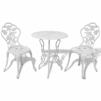 Zahradní bistro set 3 ks litý hliník Dekorhome Bílá