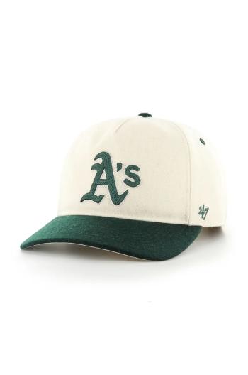 Bavlněná baseballová čepice 47 brand MLB Oakland Athletics béžová barva, s aplikací, B-CHSHT18WIP-NT