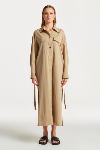 KABÁT GANT LONG OVERSHIRT COAT DARK KHAKI