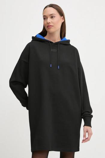 Bavlněné šaty Hugo Blue černá barva, mini, oversize, 50527958