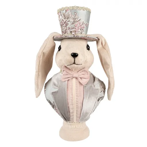 Béžová dekorace busta sametový zajíc Fancy - 18*15*38 cm Clayre & Eef