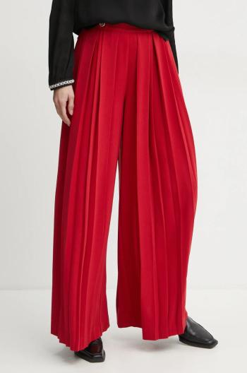 Kalhoty Twinset dámské, červená barva, široké, high waist, 242TT2172