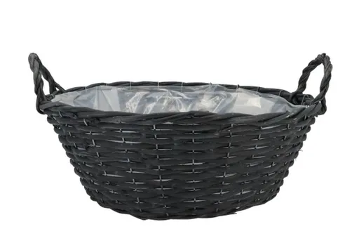 Granitový proutěný nízký květináč /koš s uchy Ivy - Ø 35*13/ 16 cm 411955