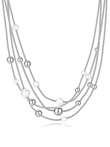 Brosway Vícevrstvý ocelový náhrdelník s perličkami Perfect BPC50