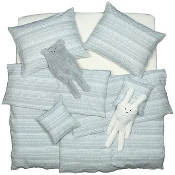 SCANquilt povlečení KREP krajka pruhy šedobílá (32259)