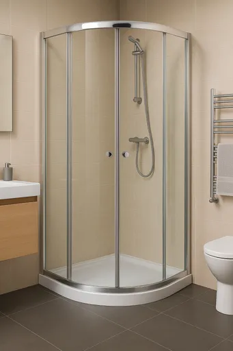 H K Čtvrtkruhový sprchový kout PURE S4 90x90 s dvoudílnými posuvnými dveřmi včetně sprchové vaničky z litého mramoru PURES490/SE-THOR-90Q