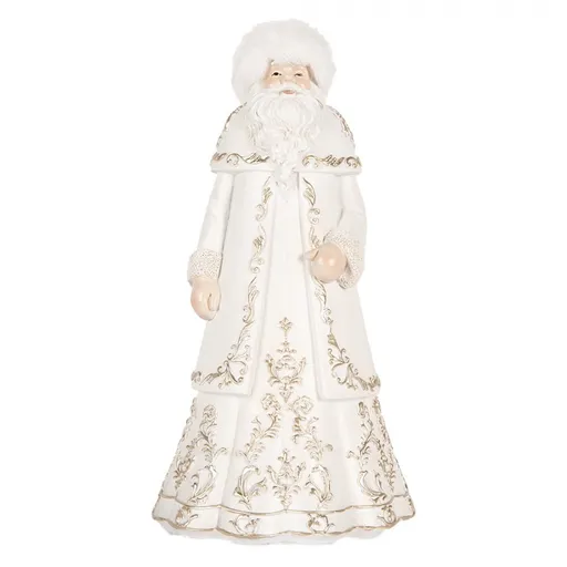 Bílo-zlatá antik dekorace Santa Claus - 13*10*25 cm 6PR5367