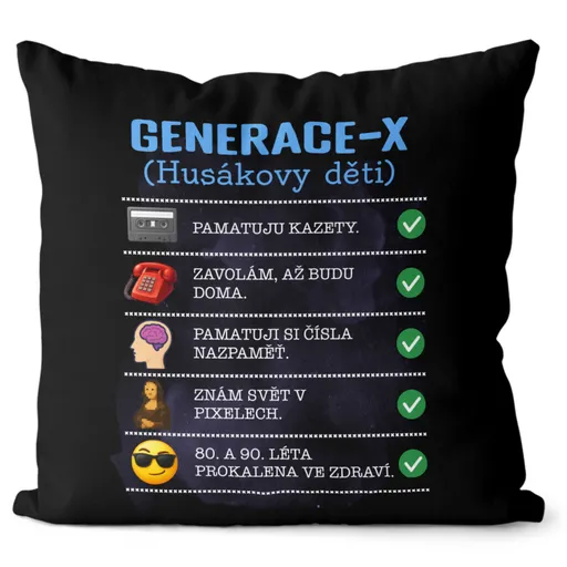 Polštář Generace X – nastavení (Velikost: 40 x 40 cm)