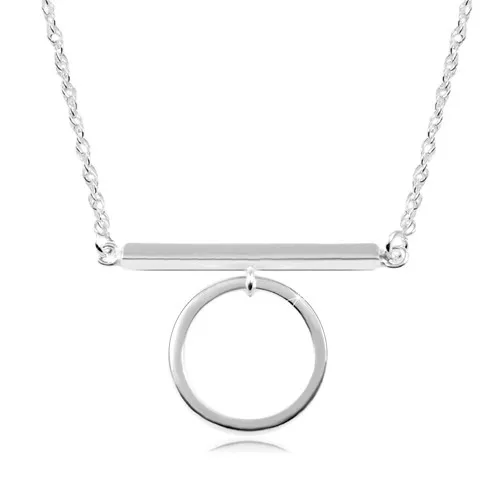 Náhrdelník ze stříbra 925, blýskavý řetízek, tyčinka a kroužek