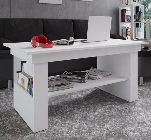 VCM Konferenční stolek Kobila výškově nastavitelný, bílý