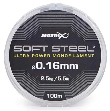 Matrix vlasec soft steel ultra power monofilament 100 m - 0,16 mm 2,5 kg