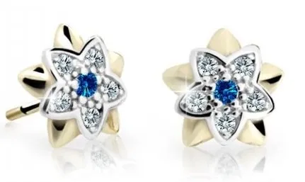 Cutie Jewellery Dětské bicolor náušnice ze žlutého zlata C2210-30-X-1 modrá