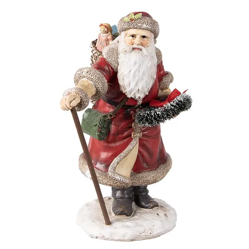 Vánoční dekorace socha Santa s nůší dárků - 14*12*20 cm 6PR3967