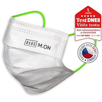 NANO M.ON rouška - Juniorská prémiová nanovlákenná zdravotnická maska svítivě zelená gumička (10 ks) (8594030603628  )