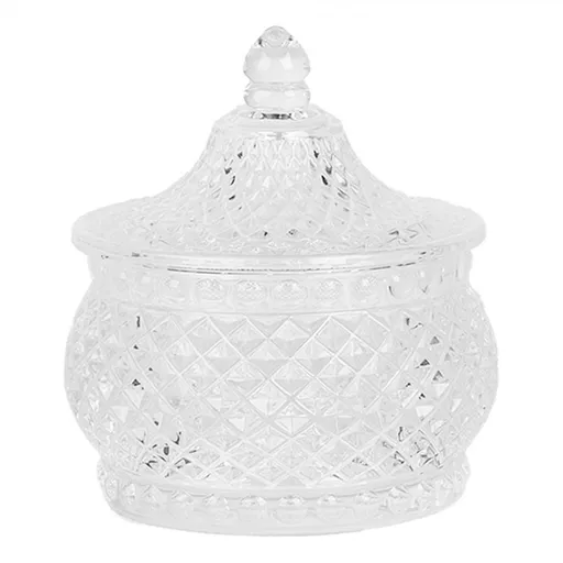 Skleněná úložná dóza na curovinky - Ø 10*11 cm  Clayre & Eef