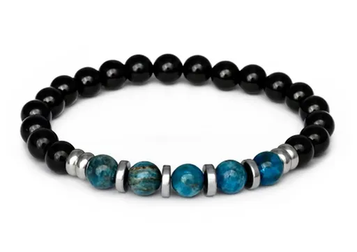 Agato Korálkový náramek z onyxu, apatitu a hematitu MINK144/20