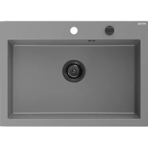 MEXEN/S Elix granitový dřez 1-miska 700 x 500 mm, šedý, sifon černá 6526701005-71-B