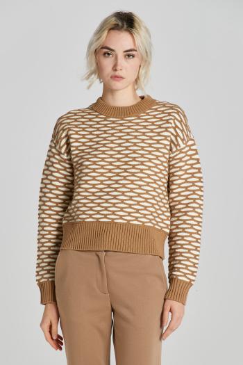 SVETR GANT INTARSIA C-NECK WARM KHAKI