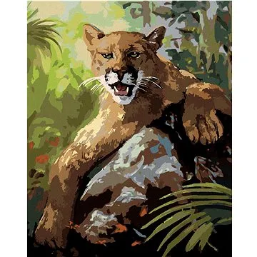 Zuty - Malování podle čísel - PUMA LEŽÍCÍ NA KAMENI (D. RUSTY RUST), 80x100 cm, vypnuté plátno na rá (HRAmmb03489nad)