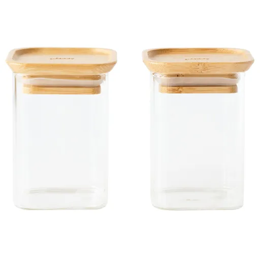 Dóza na potraviny PKV-047, sada 2 ks, sklo / bambus, Pebbly