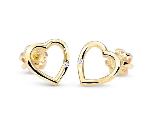 Cutie Jewellery Zlaté srdíčkové náušničky se zirkonem C2761-30-X-1 bílá