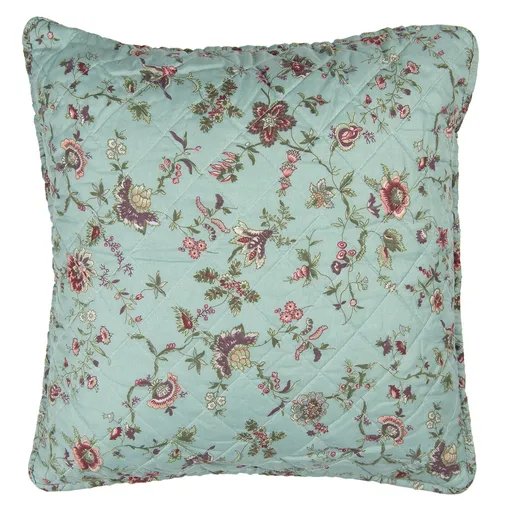 Tyrkysový povlak na polštář s květy Flowers - 50*50 cm Q187.030
