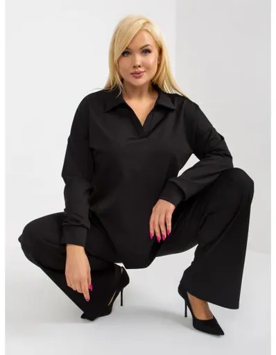 Dámský komplet s pruhovaným vzorem plus size PENELOPE černý