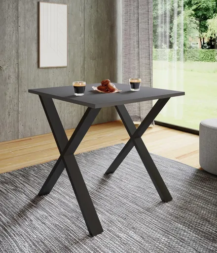 VCM Jídelní stůl Xona 80x50 X-nohy, antracit