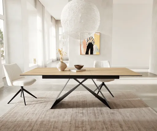 Jídelní stůl Edge 180-220x100 keramika Laminam® Sabbia podnož