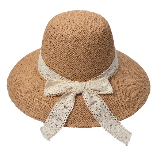 Hnědý dámský klobouk s mašlí  JZHA0110