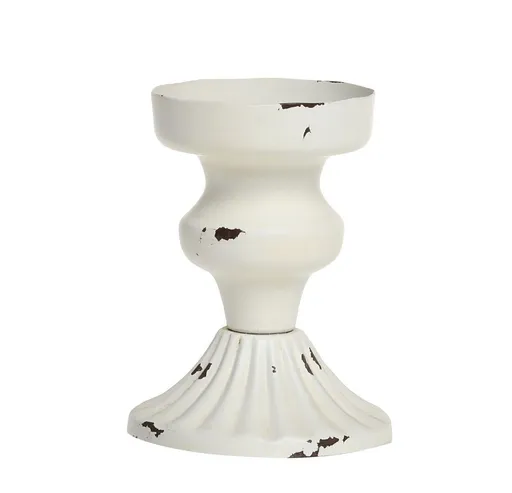 Krémový antik dekorační svícen na úzkou svíčku Livia - Ø 7*9 cm 71110519