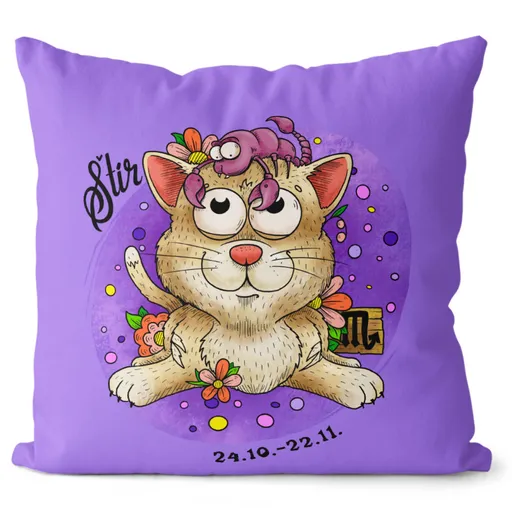 Polštář Kočičí znamení – štír (Velikost: 55 x 55 cm)