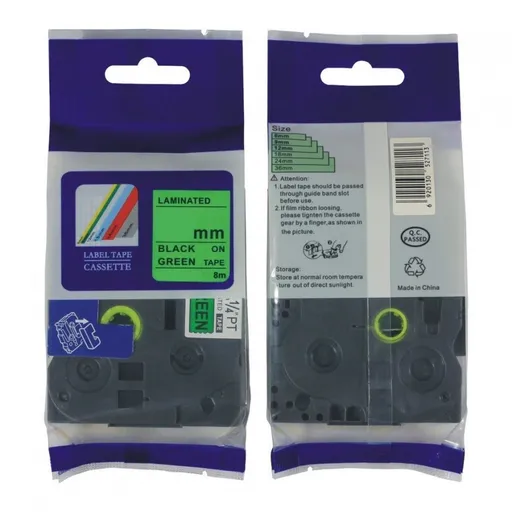 Kompatibilní páska s Brother HGe-751, 24mm x 8m, černý tisk / zelený podklad, vysokorychlostní