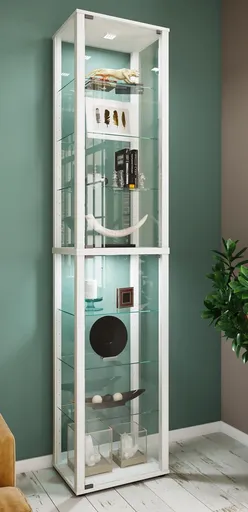 VCM Stojací vitrína Kavisa XL, bílá