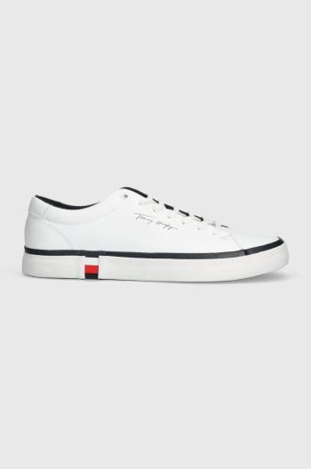 Kožené sneakers boty Tommy Hilfiger MODERN VULC CORPORATE LEATHER bílá barva, FM0FM04922