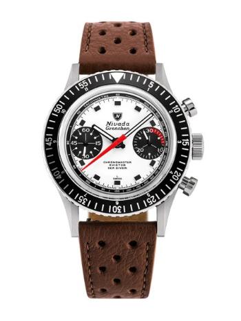 Nivada Grenchen Chronomaster Paul Newman - Inter. Bezel - Manual - Brown Racing Strap