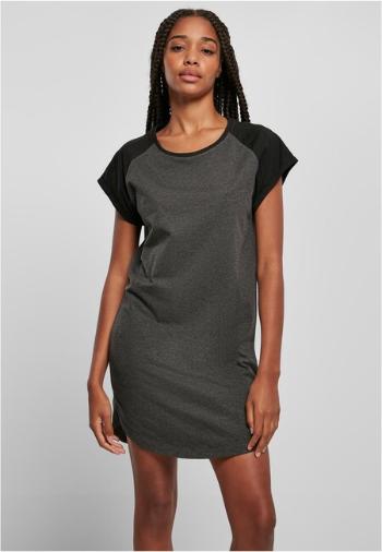 Urban Classics Ladies Contrast Raglan Tee Dress charcoal/black - XXL