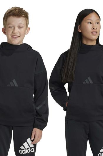 Dětská mikina adidas J Z.N.E. HD černá barva, s kapucí, hladká, JF2489